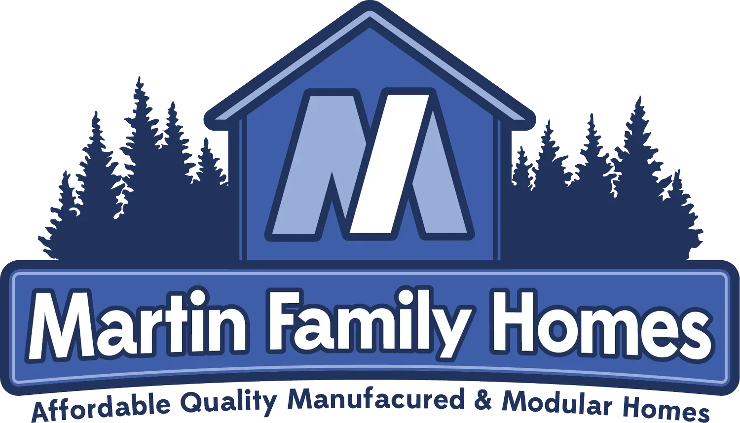 Logo: Blue house shape with 