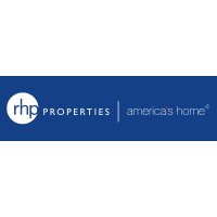 Logo for RHP Properties, with white text on a blue background. Contains the phrase 