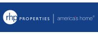 Logo for RHP Properties, with white text on a blue background. Contains the phrase 