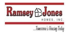 Ramsey Jones Homes logo with a house icon, red bars, and the tagline 