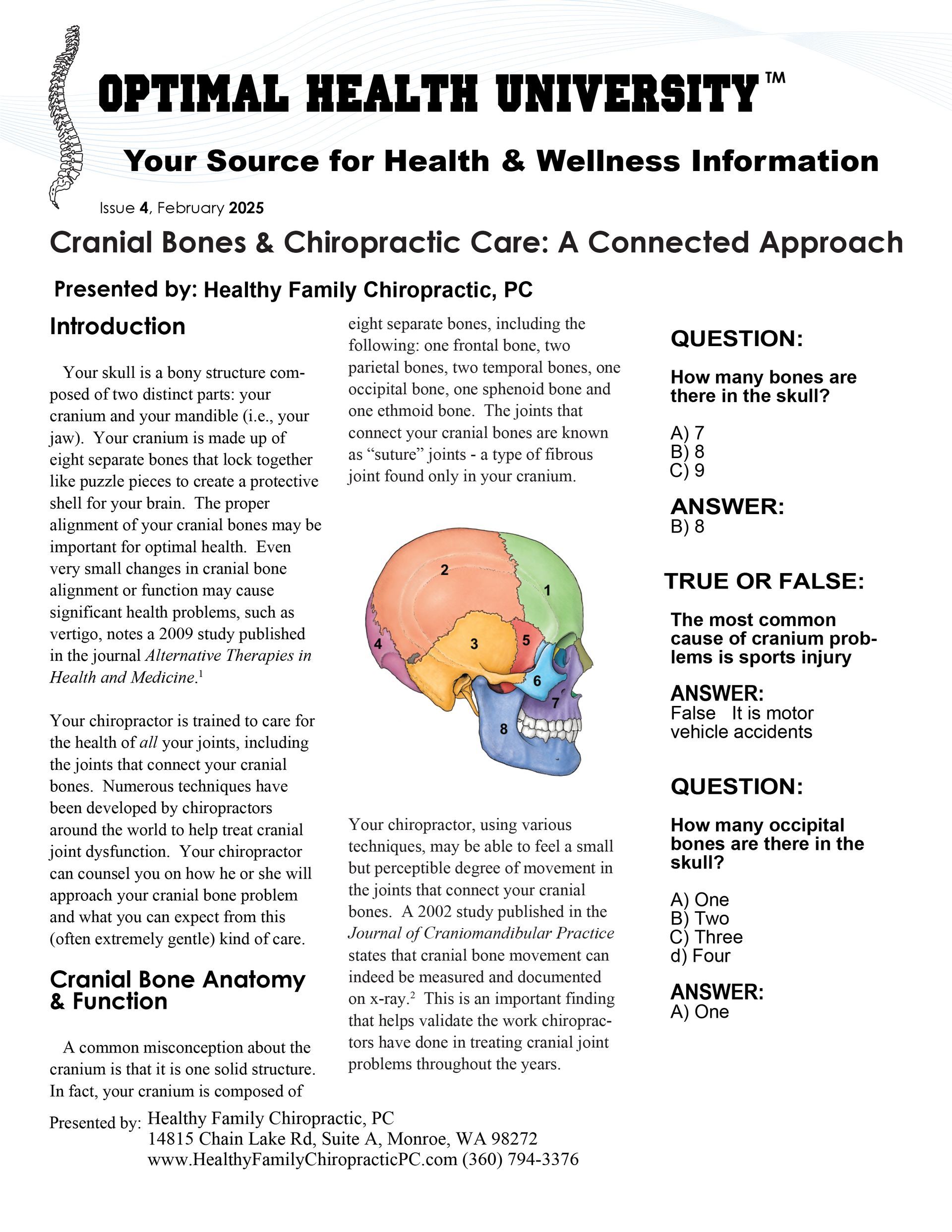 Page One of Cranial Bones & Chiropractic Care: A Connected Approach