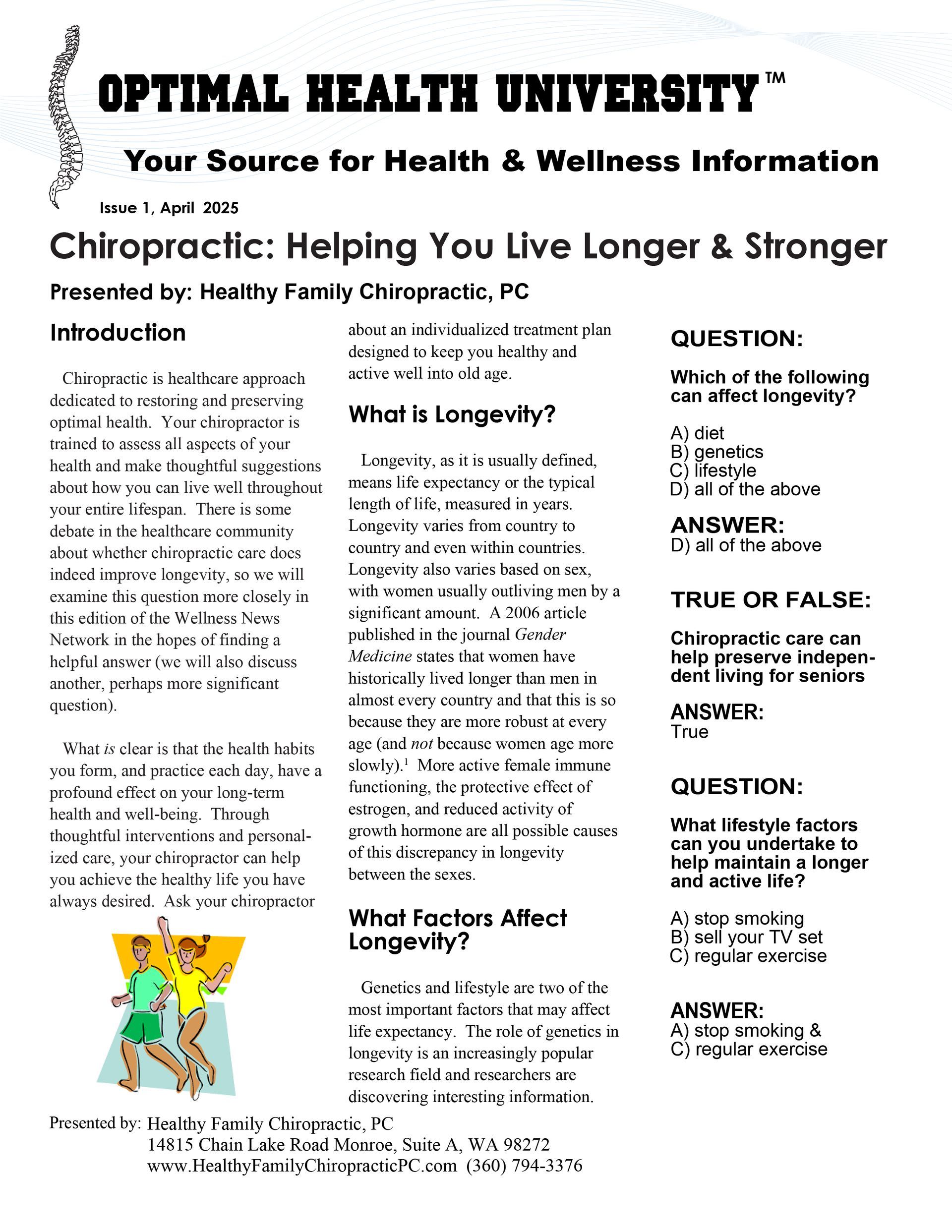 Page One of Chiropractic: Helping You Live Longer & Stronger | Monroe, WA | Healthy Family