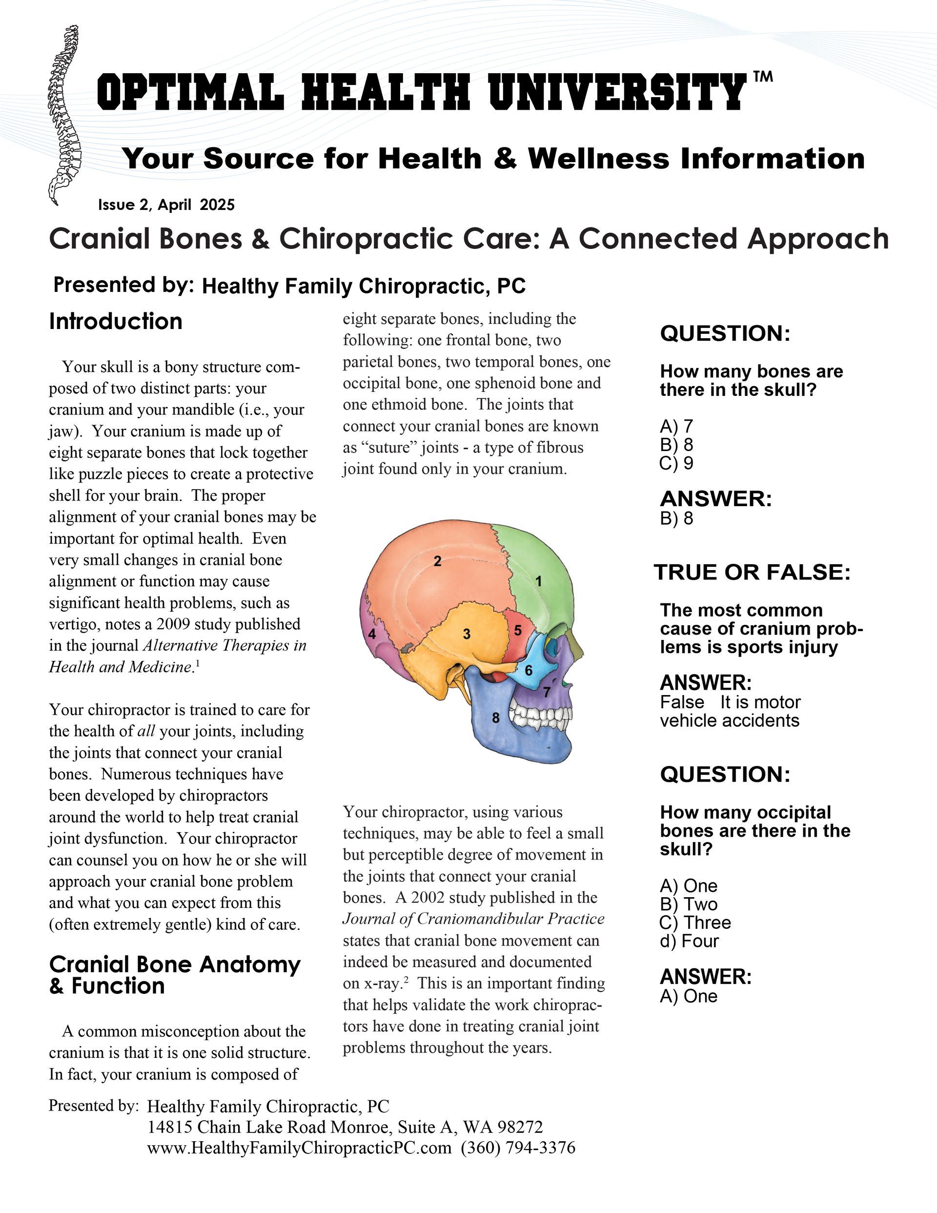 Page One of Cranial Bones & Chiropractic Care: A Connected Approach
