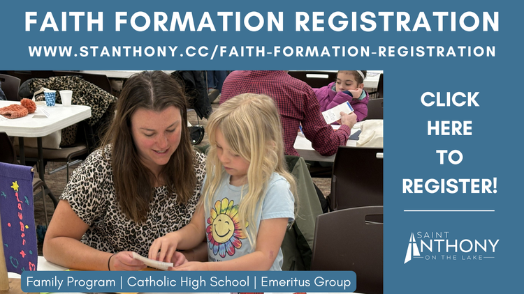 Faith Formation Registration St. Anthony on the Lake