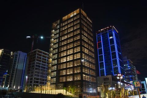 building with lights