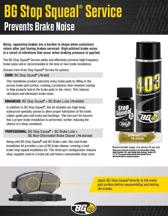 BG Stop Squeal Service, prevents brake noise from BG | City Side Auto