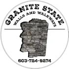 Logo for Granite State Walls and Walkways, with stone wall graphic and phone number.