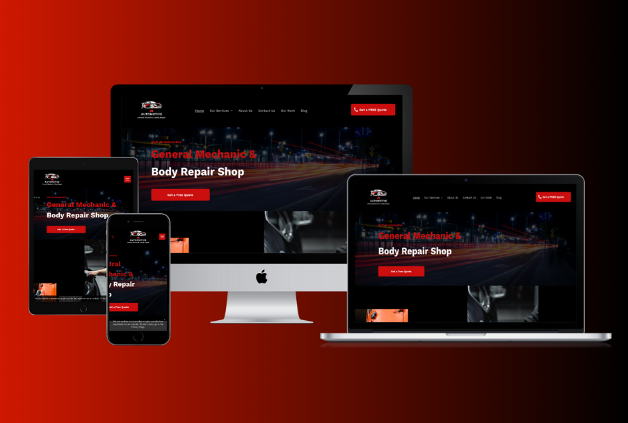 JSF Automotive website design mockup example.