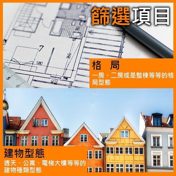 篩選項目：格局、建物型態