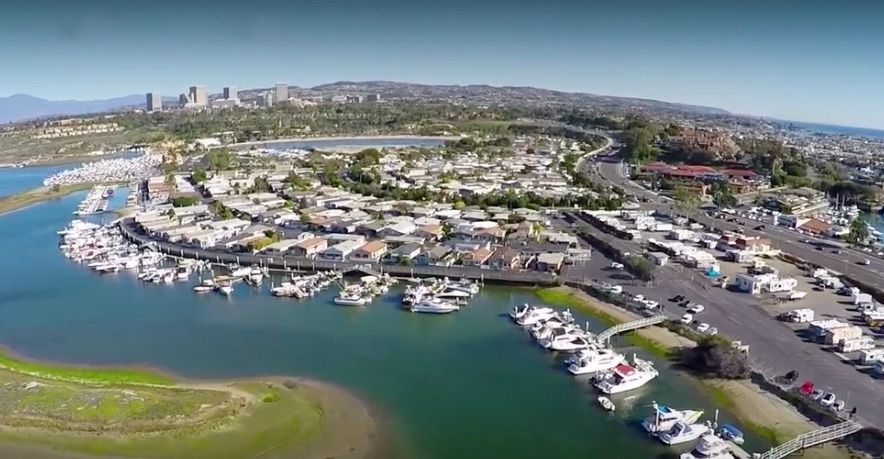 Aerial View of Bayside Villlage Marina and the Channel