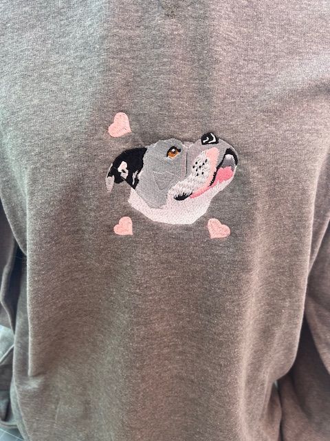 The blue staffy sweatshirt we designed