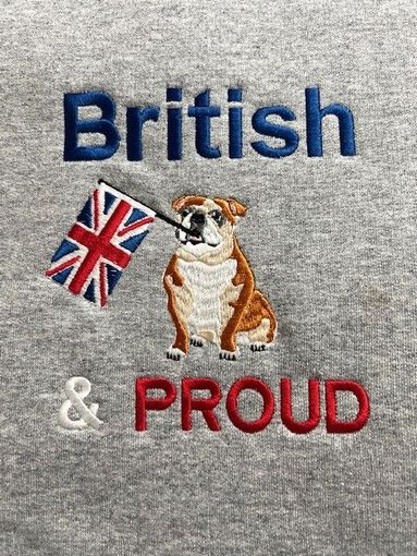 Our new design British and Proud of a British Bulldog and wording
