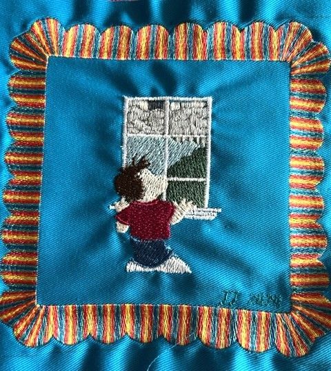 Another Covid Square looking out a window