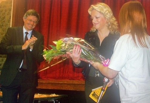 Denise Anstey being welcome to speak at Rodway School
 