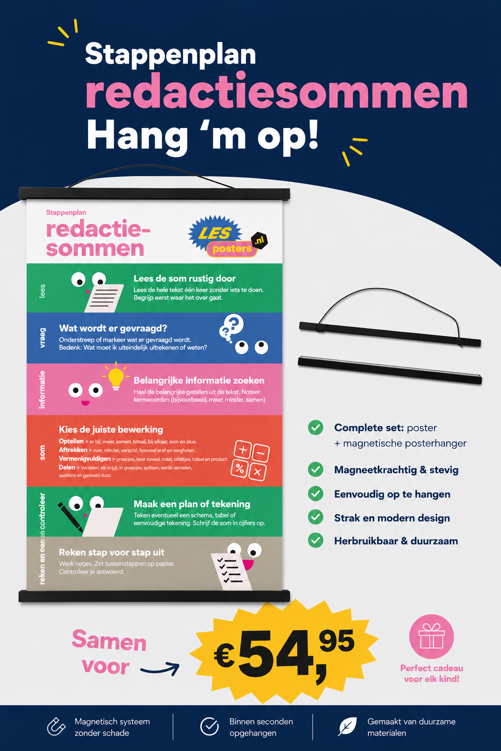 Poster Redactiesommen + Magnetische Posterhanger A1