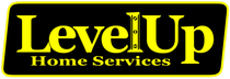 Level Up Home Services logo: Yellow text on a black background.