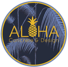 The logo for Aloha Concrete and Design has a pineapple on it
