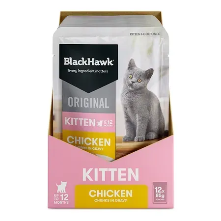 Black Hawk KITTEN Original Chicken in Gravy Pouch 85g (12 pack)