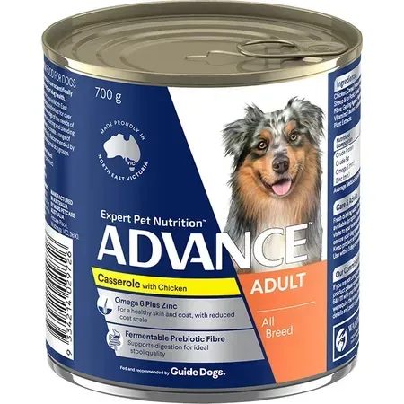 A can of Advance dog food,