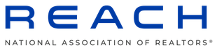 The logo for the national association of realtors is blue and white