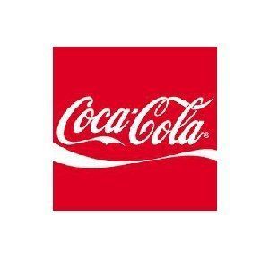 Un quadrato rosso con sopra il logo della Coca Cola.