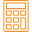 An orange calculator icon on a white background.