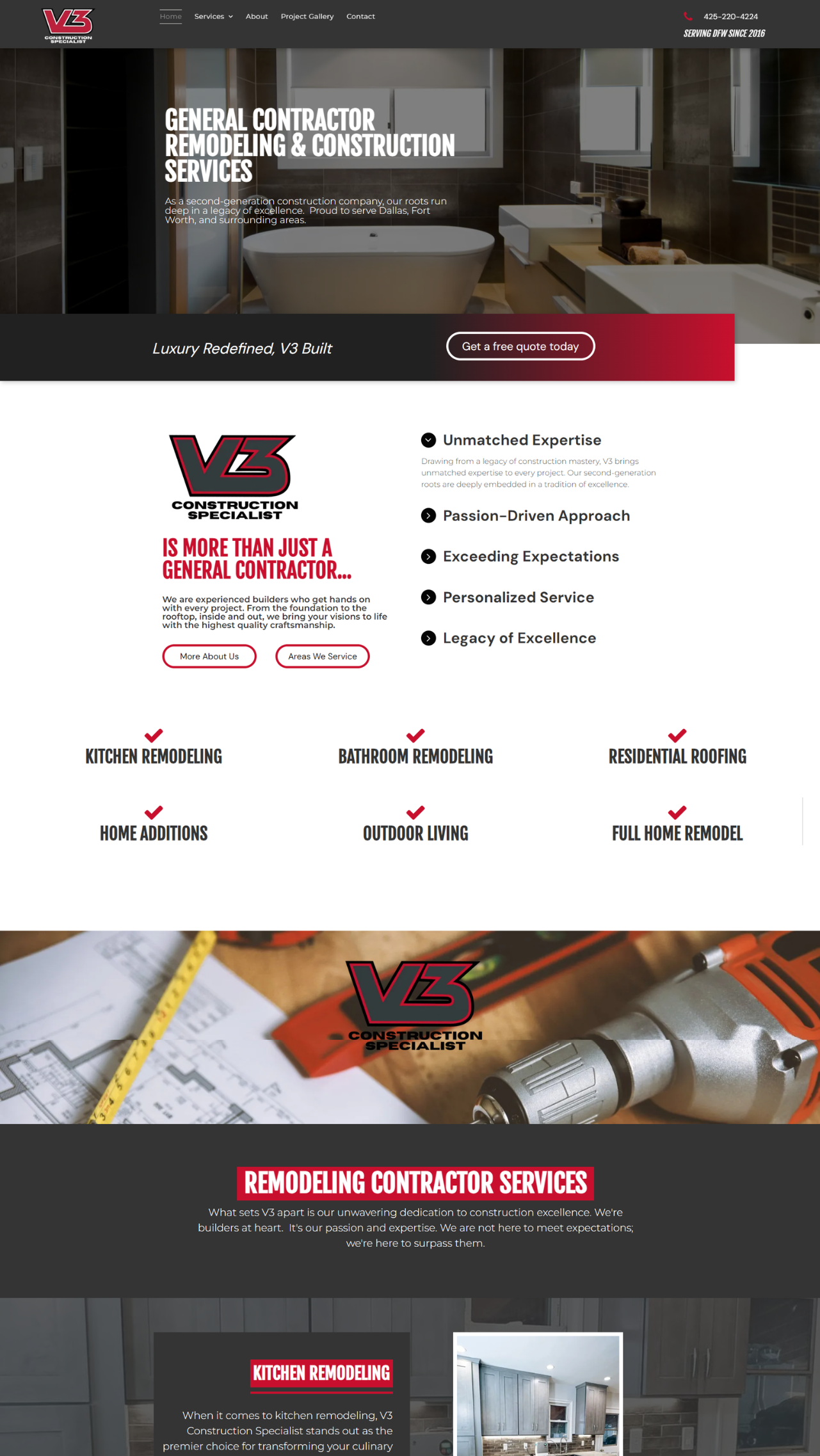 A website for a company called king builders contractor services