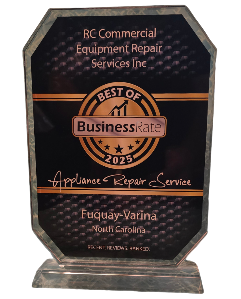 BC Commercial Equipment Repair Services plaque, Best of Business 2025 award, black and gold