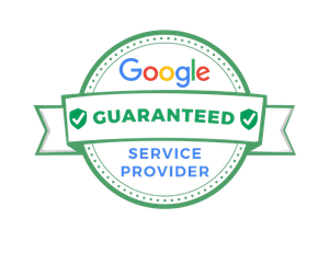 Google Guaranteed Service Provider badge. Green and white design with