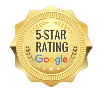 Golden 5-star rating badge from Google.