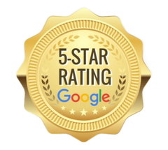 Golden 5-star rating badge from Google.