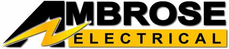 The logo for ambrose electrical has a lightning bolt on it
