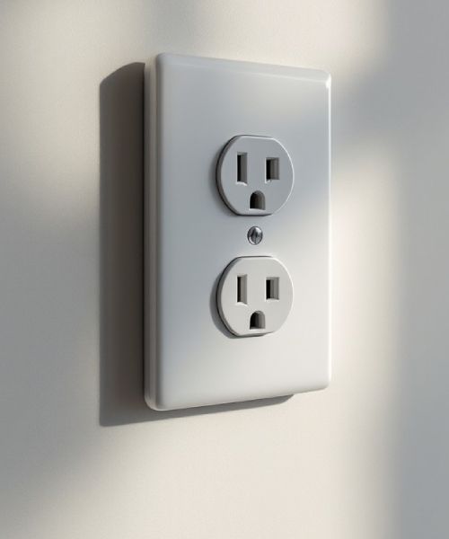 A white electrical outlet on a white wall
