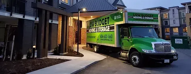 A green moving truck, 