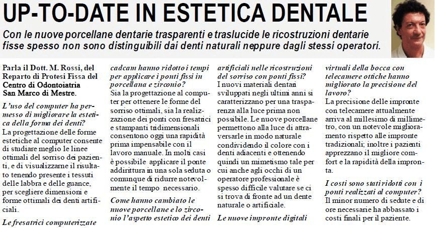 articolo Up-to-date in estetica dentale