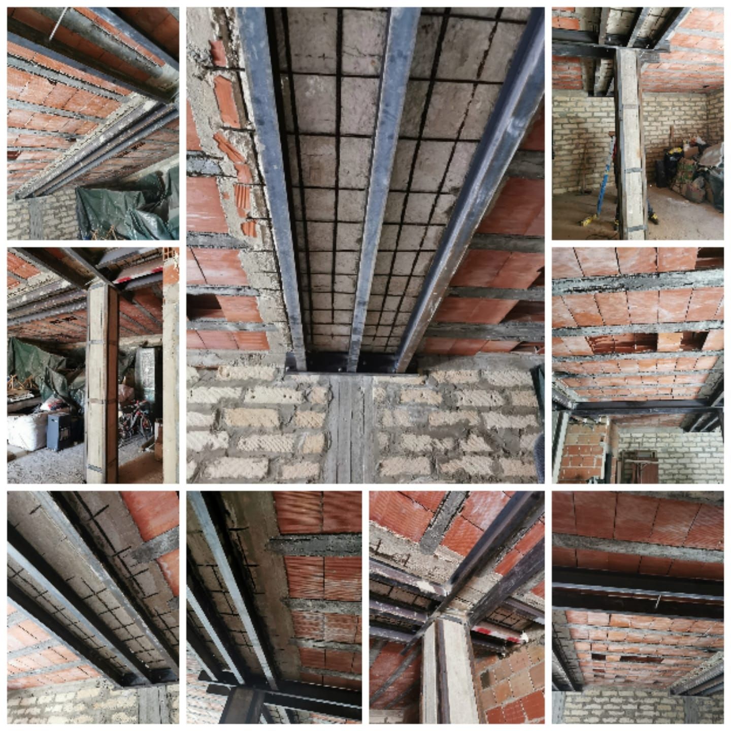 un collage di immagini di un edificio in costruzione