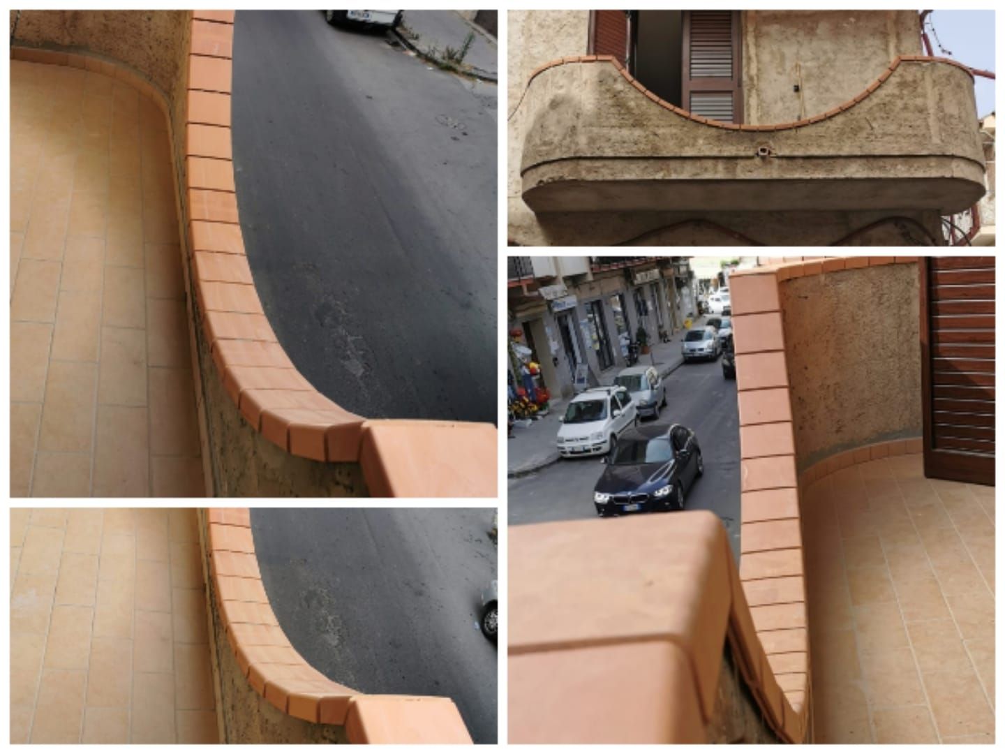 un collage di immagini di un balcone e di una strada