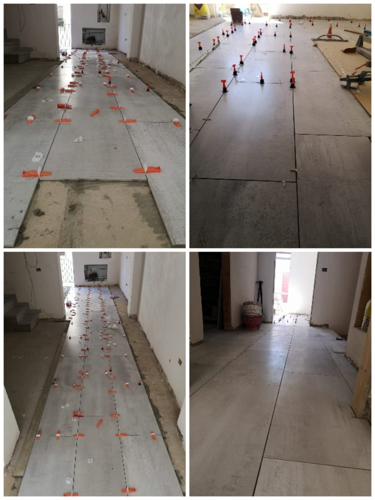 un collage di immagini di un pavimento in costruzione