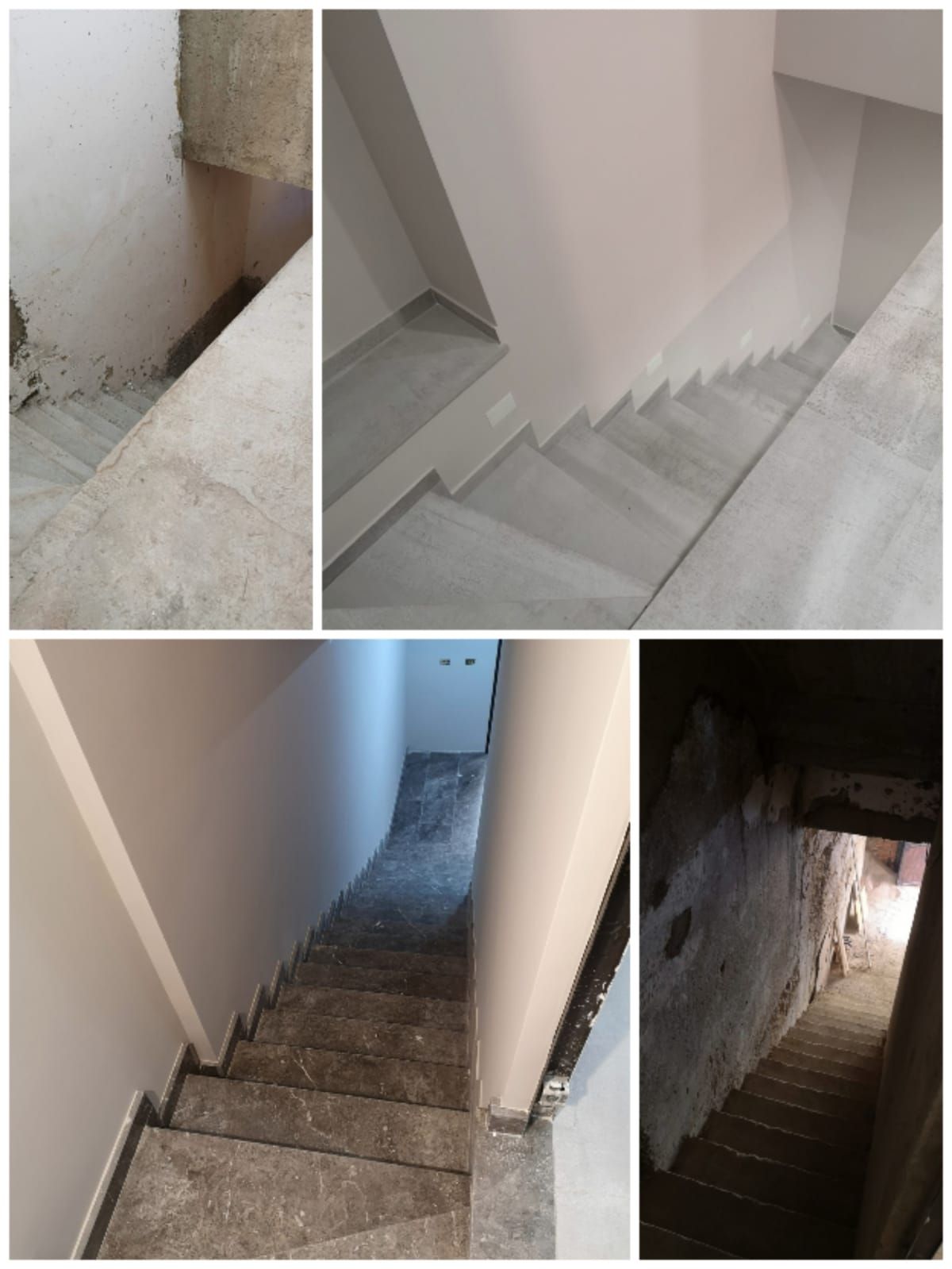 un collage di tre immagini di una scala in un edificio