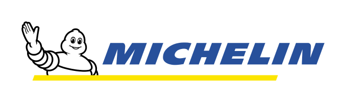 A michelin logo with a mascot on it