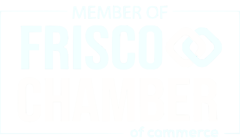 Frisco Chamber of Commerce Foundation logo. Black text and intertwined squares.