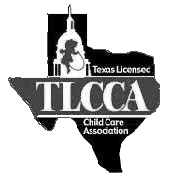 Texas Licensed Child Care Association logo featuring Texas outline with a child and capital building silhouette.