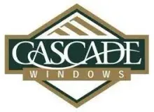 Logo for Cascade Windows: Diamond shape with green and gold borders. White text 