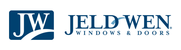 JELD-WEN Windows & Doors logo: blue square with JW, blue text 