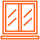 An orange icon of a window with a white background.