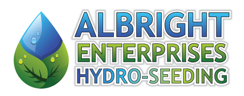 A logo for a company called albright enterprises hydro-seeding