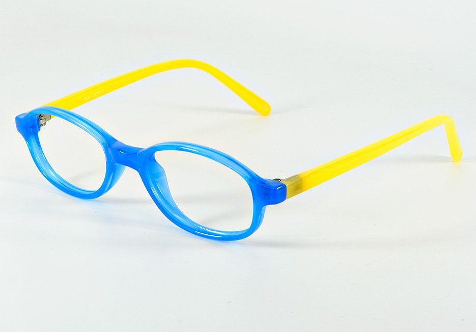 Blue and yellow eyeglasses