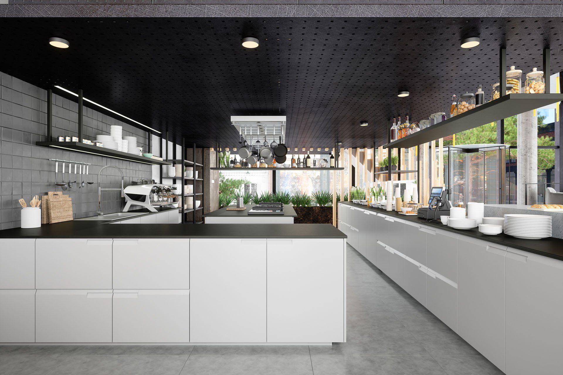 Restaurant Kitchen with White Cabinets — San Antonio, TX — McGovern Woodcraft