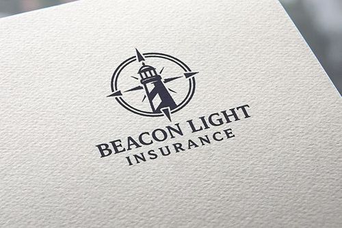 Beacon Light Insurance logo with a lighthouse icon on textured white paper.