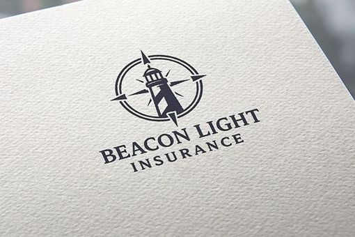 Beacon Light Insurance logo with a lighthouse icon on textured white paper.